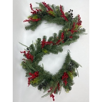 Décorations de Noël Artificielle PE Pin Aiguille Rouge Berry Cône Fleurs Festive Party Supplies Guirlande De Noël Guirlande De Noël