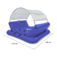 Île flottante gonflable personnalisée pour 4 personnes avec auvent, plateforme aquatique et transat pour piscine extérieure, fête au lac