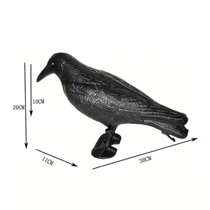 Modèle d'oiseau corbeau noir statique à texture réaliste pour l'extérieur, équipement <span class=keywords><strong>de</strong></span> tir sur le terrain, leurre <span class=keywords><strong>de</strong></span> chasse au corbeau en plastique durable résistant aux intempéries - Product Image 6