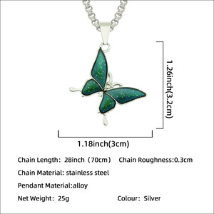 Collier pendentif papillon à variation de température 2026, chaîne en acier inoxydable, simple et exquis, pour femmes, bijoux de mode - Product Image 4
