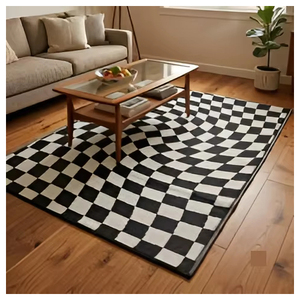 Alfombra de Algodón Lisa Blanca y Negra de Alta Calidad, Lavable, Antideslizante, Hecha a Mano, para Sala de Estar, Dormitorio, Decoración Moderna para el Hogar, Envío Inmediato - Product Image 3