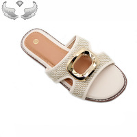 Chaussons de luxe pour femmes de haute qualité - Chaussures plates antidérapantes d'été pour l'extérieur - Nouveau style tendance et durable pour femmes