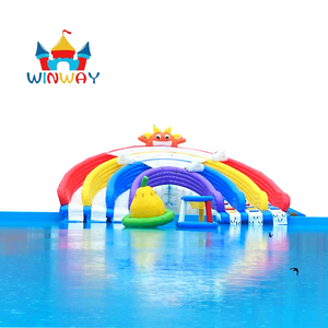 Bán buôn trượt nước <span class=keywords><strong>Inflatable</strong></span> với <span class=keywords><strong>Gaint</strong></span> hồ bơi cầu vồng Panda cá mập Gấu bắc cực chủ đề Combo cho mùa hè vui vẻ và chơi ngoài trời - Product Image 2