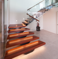 Prima Escalier d'intérieur classique personnalisé Escaliers d'intérieur modernes avec bande de roulement en bois Led escaliers marches escalier en résine de bois