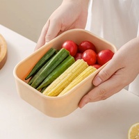 Ventes chaudes - Contenant alimentaire rectangulaire en silicone sans BPA, boîte à lunch en silicone pour micro-ondes avec couvercle