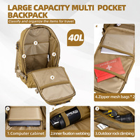 Sac à dos léger de grande capacité 1000D pour la randonnée et l'alpinisme, multifonctionnel, 40L, pour les voyages d'affaires et les voyages