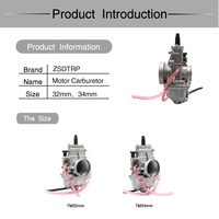 Karburator 32mm 34mm TM32 TM34 Karburator Geser Datar Spigot untuk Sepeda Motor KX 125 CR 250 125cc 250cc