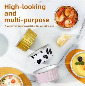 Vasos Desechables Redondos de Aluminio de 125 ml con Tapa de PP, Mini Bandeja para Pasteles, Contenedor de Grado Alimenticio - Product Image 4