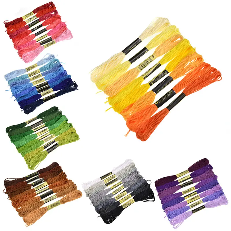 8 unids/lote de poliéster de alta calidad de Color similares Cruz puntada hilo bordado Kit hilo de algodón DIY madejas de hilo de coser