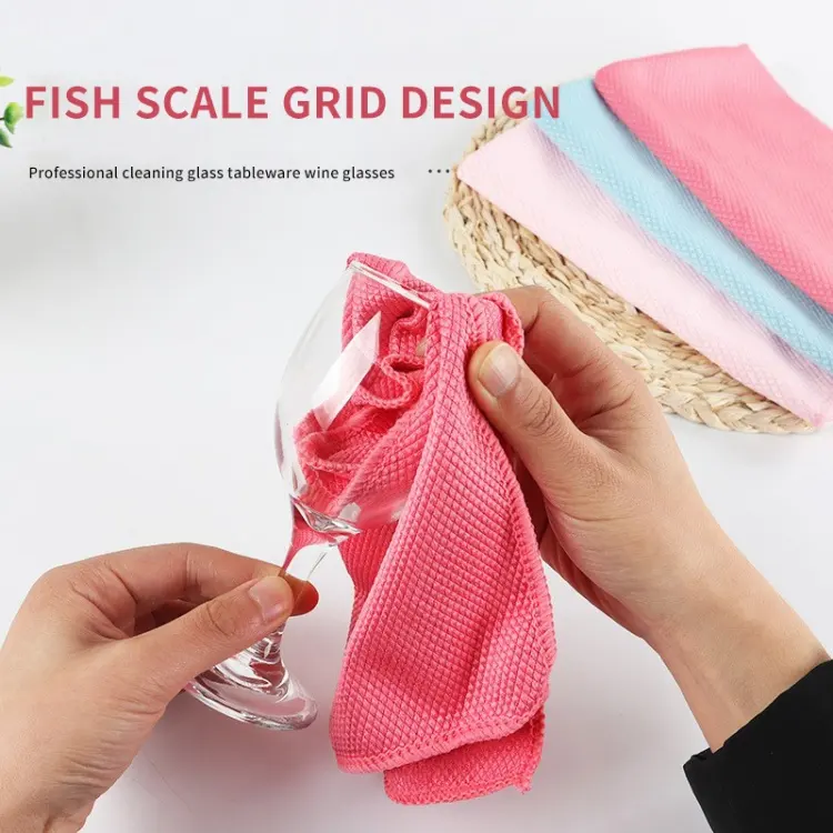 30x40cm Glass Polishing Cloth Fish Scale Rags Kitchen Towel Microfiber Cleaning Cloth