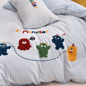 Juego de sábanas para edredón al por mayor, juego de cama <span class=keywords><strong>infantil</strong></span> personalizado de cuatro piezas con bordado de toalla de algodón lavado - Product Image 2