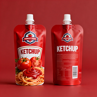 Sachet souple personnalisé pour sauce, thermoscellable, stérilisable, avec bec verseur, pour pâte et ketchup tomate