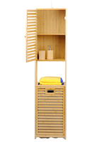 Fabrik Großhandel Bambus Badezimmer Organizer Lager regal Regal Stehende Installation mit Wäsche korb für den Badezimmer gebrauch