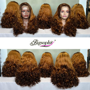 Perruques bouclées rebondissantes Ombré Super Double Drawn T4/30/4 Couleur 3 tons 18 pouces 13x4 Lace Frontale Densité 350% Funmi pour femmes - Product Image 5