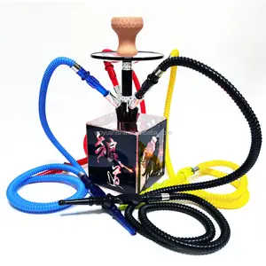 Cachimba negra de acrílico de cuatro mangueras rentable para la gente le gusta prestar atención a más cachimba