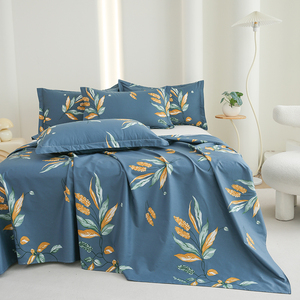 Luxueuze 100% katoenen teal botanische lakengoedset, 3-delig beddengoed met kussenslopen, gezellig modern boerderijdecor voor een rustige nachtrust - Product Image 4