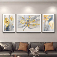 Peinture murale décorative moderne de luxe léger pour salon, impression florale texturée 3D sur toile, peinture à l'huile en gros