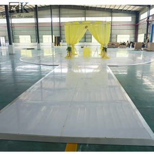 Panel de Pista de Baile Circular Entrelazado Blanco Brillante, Pasarela de Madera Portátil para Bodas y Fiestas - Product Image 1