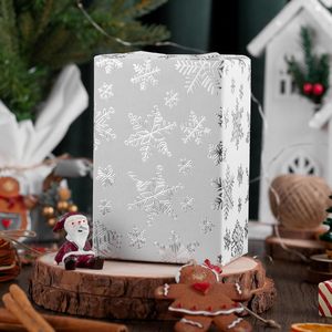 Christmas Wrapping <b>Paper</b> <b>Roll</b> 17in x 32.8ft White Silver Snowflakes Embossed Holiday Gift <b>Wrap</b> - Product Image 1