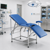 Table d'examen gynécologique en cuir imperméable, lit d'accouchement manuel réglable, matelas épais, étriers, hôpital, clinique, CE
