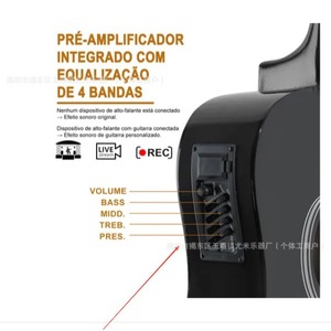 Guitarra Electroacústica de 38 Pulgadas con Pastillas, Acabado Mate, 6 Cuerdas, para Principiantes, Instrumento Musical de Práctica - Product Image 2