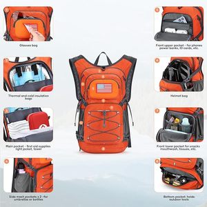 Sac à dos de randonnée isotherme avec compartiment réfrigérant, dos en mousse 3D, poche pour casque et lunettes, sangles élastiques pour sports de plein air - Product Image 2