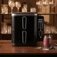 Nuevo Producto OEM Freidora de Doble Cesta de 5.5L y 2800W con Tecnología de Voltaje Amplio y Cocción de 360 Grados con 12 Programas de un Toque