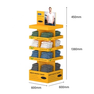 Tùy chỉnh hiện đại 4-Sided tông <span class=keywords><strong>Rack</strong></span> hiển thị cho T-Shirts fsdu quần áo tầng hiển thị Kệ sóng giấy hiển thị đứng - Product Image 2