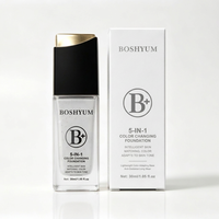 BOSHYUM Fond de Teint Liquide 5-en-1 à Changement de Couleur, Base Adaptable à la Peau, Longue Tenue pour le Maquillage Quotidien