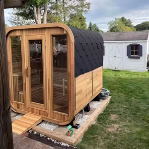 Sauna à vapeur extérieur pour 4 personnes, sauna en bois carré imperméable pour patio et jardin - Product Image 1