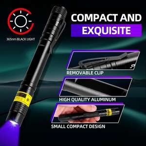 Linterna LED UV de bolsillo de 3W 365nm <span class=keywords><strong>con</strong></span> filtro negro, <span class=keywords><strong>luz</strong></span> de pluma negra portátil para detector de orina de dinero para mascotas - Product Image 6