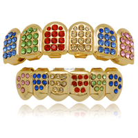 Ensemble de bijoux personnalisé, style hip-hop, appareil dentaire, crocs de vampire, zircone cubique micro-pavé, bling bling, grilz dentaire