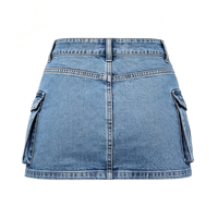 Mini-jupe en jean ajustée taille basse pour femme, très extensible, avec poches, style arcade et streetwear old school