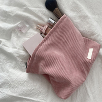 Pochette de voyage en velours côtelé pour femme, trousse de maquillage en tissu de coton, organiseur de rouge à lèvres, pochette à fermeture éclair tendance, étui pour téléphone