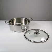 Cuisinière à induction commerciale en acier inoxydable 304 argenté avec pot antiadhésif à motif de marteau de corps à angle droit avec couvercle en verre