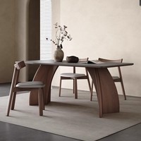 Table à manger en bois massif, style moderne minimaliste pour la maison et le bureau, table Wabi Sabi minimaliste italienne couleur macchiato