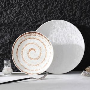 Plato de Cerámica Estilo Japonés Retro para Bistec, Vajilla para el Hogar, Plato Plano para Desayuno, Ensalada, Plato Bajo de Porcelana Creativo - Product Image 4