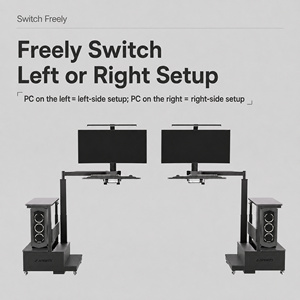 Adjustable Floating Laptop <b>Desk</b> with Monitor Arm Mobile PC Tower <b>Stand</b> Keyboard Tray Sit <b>Stand</b> Recliner Workstation - Product Image 4