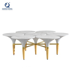 Guangdong muebles de gama alta mesa de centro blanca con 201 # cepillado champán oro Acero inoxidable madera de Fresno alto brillo <span class=keywords><strong>LAC</strong></span> - Product Image 5