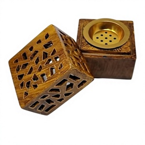 <b>Hand</b>-Made Wooden Incense Burner Sandalwood Aromatic Diffuser Geometric Cut-Out Design Home Decor All-Season Use Ramadan Eid - Product Image 1