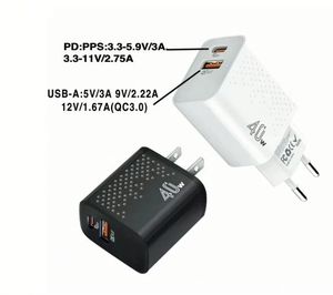 Chargeur rapide PD 40W 20W EU US 2 ports USB Type C Adaptateur multiple Chargeur mural de voyage pour téléphone portable - Product Image 4