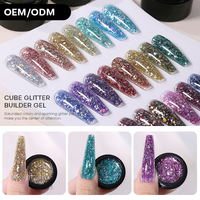 Gel dur pailleté Magic Cube Flash Builder Gel en gros, Gel de construction pour ongles OEM ODM sans HEMA ni TPO, certifié CPSR