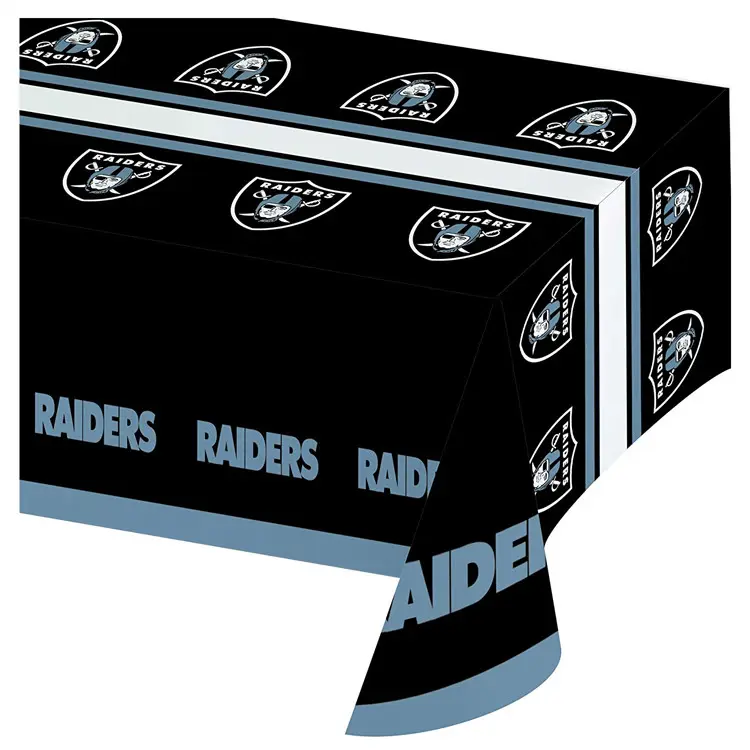 Disposable Oakland Raiders Print Plastic Table Cover Officially Licensed NFL 54x108" Rectangular Football Banquet Table Cloth