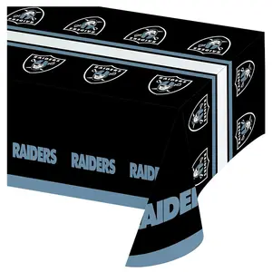 Sekali Pakai Oakland Raiders Cetak Plastik Cover Meja Lisensi Resmi NFL 54X108 "Persegi Panjang Sepak Bola Perjamuan Taplak Meja