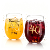 Verre à vin sans pied personnalisé avec logo imprimé en cristal transparent, 21 oz, pour vin rouge et blanc, verre à vin sans pied monogrammé