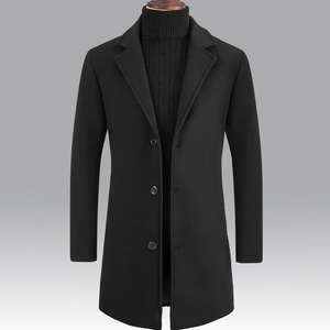 navy blue dress for baby girl Guzom Mens Wool Peacoats- Formal Fall Winter Long Sleeve Solid Color Button  down Hoodless Mens Dress Coats Gray Size XL main image 1