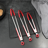 Pince à steak en silicone à poignée Pince à épiler de cuisine en acier inoxydable Pince à pâtes pour la cuisson Rôtir Saisir de petits objets