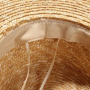 หมวกสานฟางข้าวสาลีขายส่ง คุณภาพสูง แฟชั่นทันสมัย ปีกกว้าง ทรงแบน ป้องกันแสงแดดในฤดูร้อน เหมาะสำหรับงานปาร์ตี้หรือตกแต่ง จัดส่งภายใน 3-5 วัน - Product Image 4