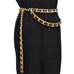 Cintura a catena moda donna in vita con cinturino in PU cintura a catena in oro per decorazioni per abiti da donna