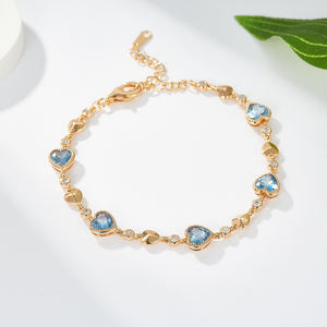 아이벤치 지르콘 17cm 테니스 여성 패션 맞춤형 7mm 18cm CZ 로맨틱 하트 14K 골드 로듐/플래티넘 도금 링크 팔찌 - Product Image 4